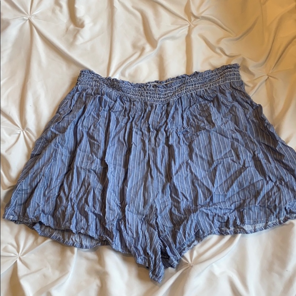 AQUA Blue Striped Fabric Shorts